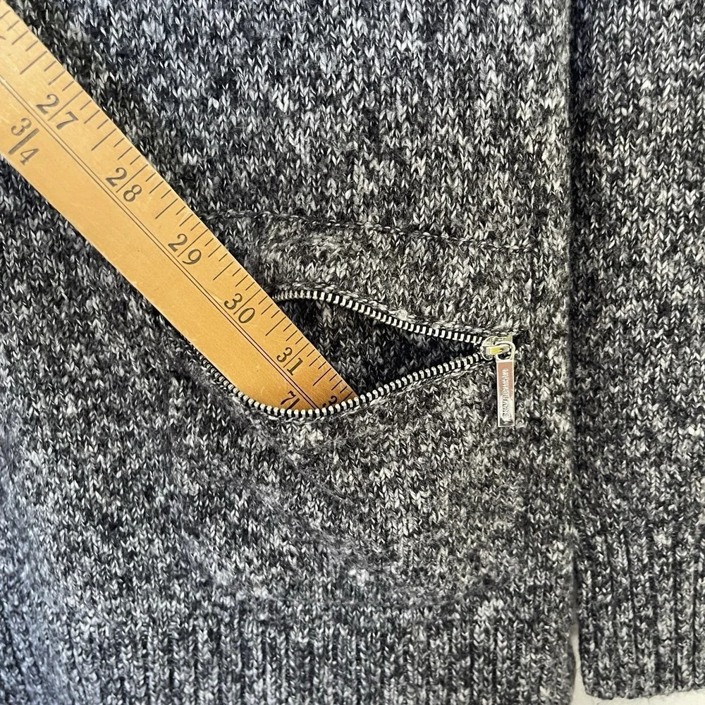 Michael Kors Womens Cowl Neck Sweater Size L Gray Speckled Zip Pockets High‎ Low